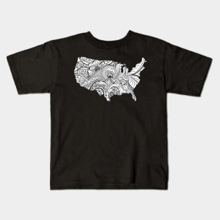 Mandala art map of the United States of America on white background Kids T-Shirt